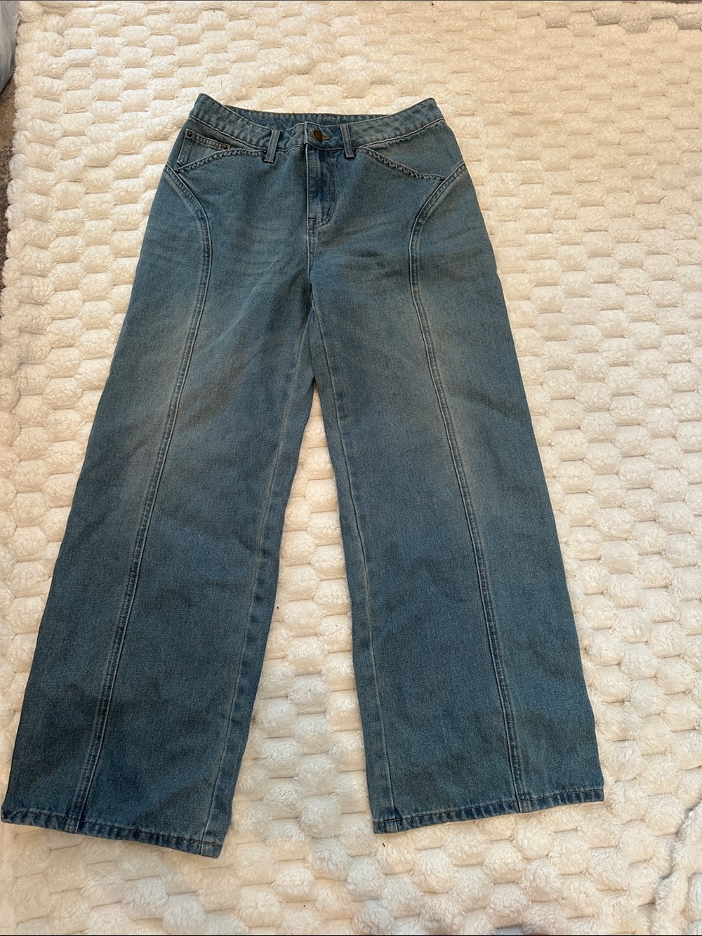 Cider Wide-Leg Denim Jeans in Medium Blue
